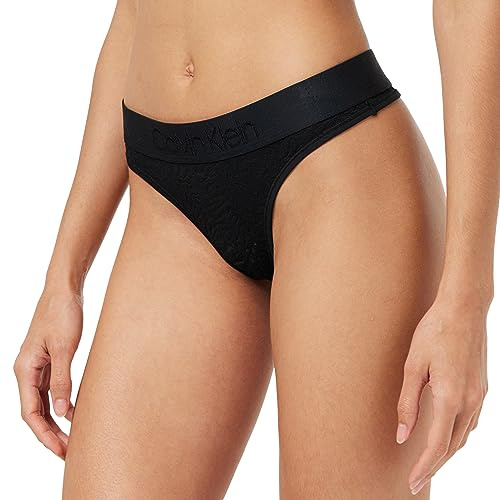 Calvin Klein Tanga Mujer Thong Ropa Interior, Negro (Black), M