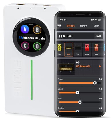 MOOER P2 Guitar Multi-Effects Pedal Headphone with Al-Preset Touchscreen 134 Built-in Guitar/Bass/Acoustic Effects 10 GNR 10 3rd IR Slots 80' Looper 56 Drum Machine Tuner Stereo OTG MIDI Controller