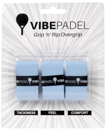 VIBEPADEL | Padel Grip for Tacky Feel | Grip 'n' Rip Padel Overgrip | Padel Racket Grip Tape | Padel, Pickleball, Squash and Badminton Racket Grip Tape | Padel Accessories and Padel Gifts | 3 Pack