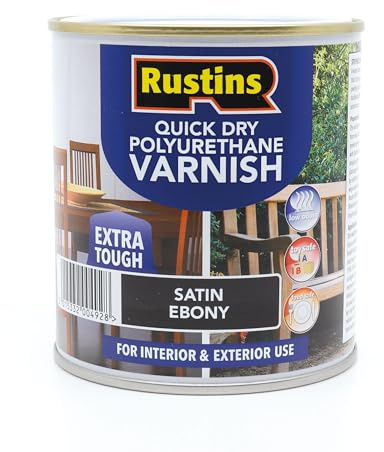 RustinsQuick Dry Poly Varnish Satin Ebony 2,5ltr -Tough, Water-Based Clear Finish in Gloss, Matt or Satin; Durable Protection for Interior Wood, Furniture and Floors