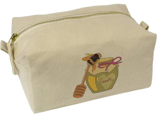 'Honey Pot & Bee Heart' Canvas Wash Bag/Makeup Case (CS00035842)