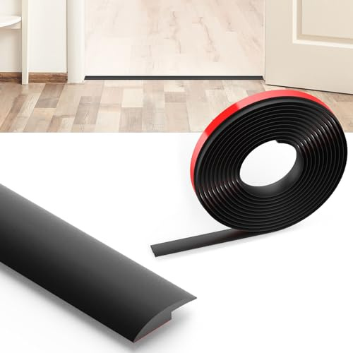Flintronic 3M Laminate Flooring Threshold Transition Strip, PVC Floor Divider Strip Transition Strip, Self Adhesive Threshold Strip, Door Strip Threshold Bars for Joining Floor,Carpet,Tiles,3mm Black