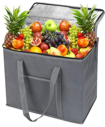 XITVVyg Cool Bag,Food Delivery Bag,30L Insulated Thermal Bag for Hot and Cold Food Delivery,Grocery Shopping Bags,Large Insulated Picnic Lunch Bag,Foldable Cool Box for Picnic Camping BBQ (1pcs Grey)