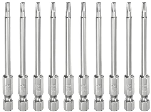 QUARKZMAN 10 st T15 bitar säkerhets Torx 1/4 tum sexkantsstång 3 tum lång stål S2 magnetisk manipuleringsbeständig stjärnbits torx-skruvmejsel med borrhål