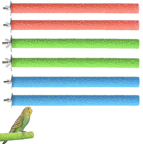 6PCS Parrot Perches Stand, Bird Perch, Birdcage Scrub Stand Natural Wood Perches Grinding Nail, BirdCage Toy Accessories for Parrot Budgies Parakeet Cockatiels Conure Lovebird Cage Paw Grinding 20cm