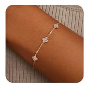 KELAIEN Birthstone Gold Clover Bracelet Dainty 14K Gold Plated Cute Friendship Stackable Bracelets for Women No Tarnish Trendy Charm Best Friend Bracelet Stack for Birthday Jewelry