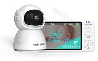 Camara Vigilancia Bebe sin WiFi 720P HD 5, Vigilabebés con Cámara y Audio