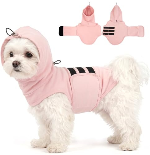 MIGOHI Soft Calming Vest for Dogs, Lightweight Small Dog Anxiety Jacket with Ear Cover,Fireworks,Travel, Separation,Flashing Lights,Reduce Trembling and Shaking, S,Pink