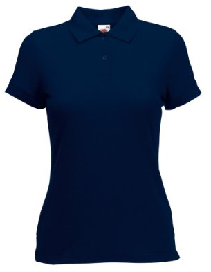 FRUIT OF THE LOOM LADY FIT PIQUE POLO SHIRT - (S-XXL) 9 COLOURS (XL - 38 - SIZE 16, DEEP NAVY BLUE)