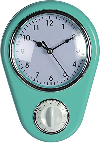 OOTB Wanduhr »Kitchen« Retro 50er Jahre Design mit Kurzzeitwecker (Türkis)