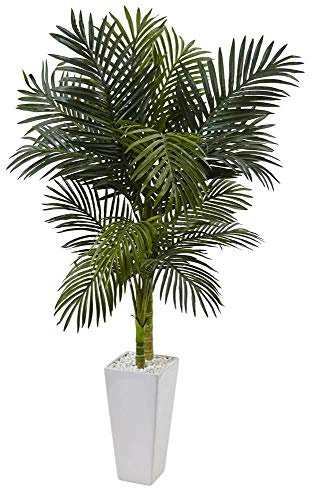 Nearly Natural 5' Golden Cane Palm Indoor Floor Plant Artificial Tree, Green