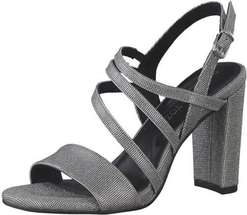 MARCO TOZZI Sandalo da donna 2-2-88304-20 con tacco, Nero metallizzato, 39 EU
