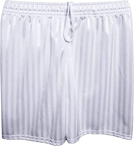 RASH ACCESSORIES Boys Girls Kids Unisex Summer Striped PE Shorts with Drawstring Used Indoor Outdoor Sports Gym Cycling Football 11-12 Years (White)