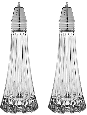 Salt and Pepper Shaker Set - Spice Dispenser Set - Cut Crystal - Large Beautiful Shakers - 7.5 H - Made in Europe - by Barski