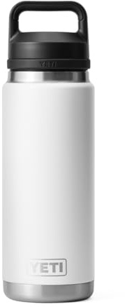 YETI Rambler Bottle Chug, Vacuum Insulated Stainless Steel Bottle with Chug Cap, White, 26 oz (760 ml)