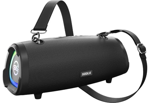 SODLK 100W Peak Portable Speaker, Wireless Bluetooth Speakers with Built-in Subwoofer, Booming Bass, RGB Party Lights, IPX6 Waterproof, TWS Pairing, AUX, TF Card and USB Input