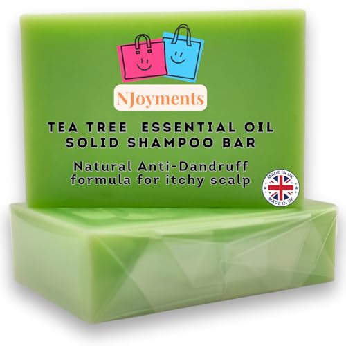 NJoyments Pure Tea Tree Shampoo Bar | Travel Bag Included | Anti Dandruff for Itchy Scalp | 100g | Sulfate-Free Hair Shampoo | Vegan | Travel Shampoo For Men & Women | For All Hair Types | Made in UK