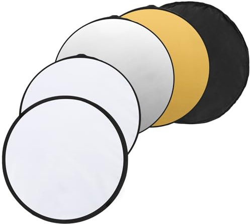 PATIKIL 12/30cm Reflector Photography, 5 in 1 Collapsible Light Reflector with Bag Multi-Disc Light Diffuser for Studio Outdoor, Multicolor