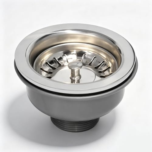Inodiref Diametro 110 mm, valvola a cestello da cucina, in acciaio inox, scolapiatti in acciaio inox, design ispessito 1½, adatto per fori lavelli da 83 – 90 mm