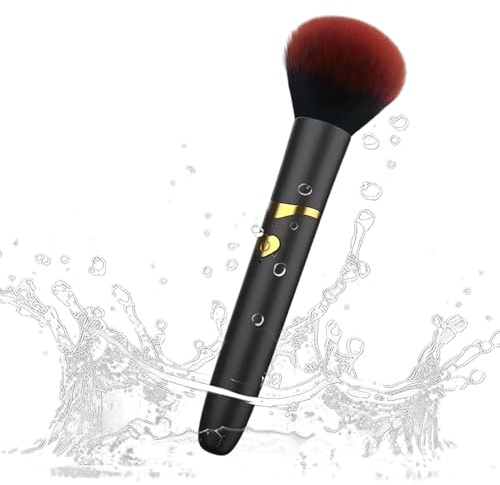 Pennello vibrante per trucco, 16 x 3 cm, strumento di vibrazione regolabile, applicatore professionale impermeabile, dispositivo cosmetico elettrico con impostazioni di velocità, blush contouring