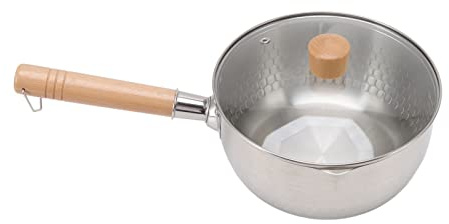 Generic Japansk Non Stick-mjölkkastrull i Rostfritt Stål 7,9 Tum i Diameter Trähandtag för Hemköket, Mikrovågssäker för Familjebruk