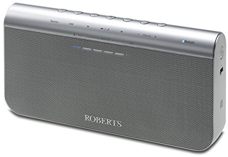 Roberts Radio BluPad Portable Bluetooth Speaker with Built-In Rechargeable Battery and Leather Carry Case