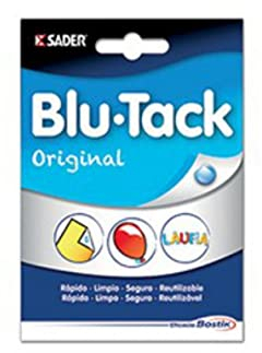 BOSTIK Blu Tack Original Azul, Masilla Adhesiva, Moldeable y Reutilizable, Fijación de Todo Tipo de Objetos, Limpia, Segura y Fácil de Usar, Sustituye Chinchetas y Cintas Adhesivas, Sobre 57 g