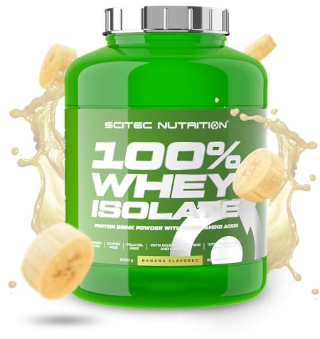 Scitec Nutrition 100% Whey Isolate – Pure Protein Power with BCAAs – Glutamine & Arginine – Sugar & Gluten Free Formula, 2 kg, Banana