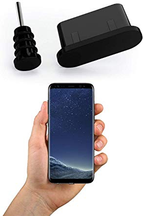 innoGadgets® 10x Staubschutz Stöpsel kompatibel mit iPhone 15 Modellen, MacBook, Samsung Galaxy S8 S9 S10 S10e S20 S21 S22 | Schwarz