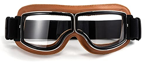evomosa Gafas de cuero para motocross, gafas de sol abiertas o de media cara, para mujeres y hombres