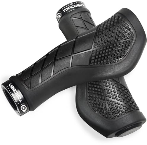 TOPCABIN Bike Handlebar Grips,Ergonomic Design Bicycle Handlebar Grips Widen Holding Rubber Bike Grips with Aluminum Lock Bicycle Grips Handlebar Cover for Bike Mountain Road MTB (black01)