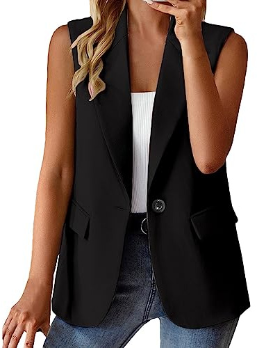 Blazer Long Femme Ete Casual Blazer Business sans Manches Costume Jackets Élégant OL Bureau Affaires Veste De Costume Manteau Cardigan Blouson Jacket Blouson Grande Taille Femme Veste Femme Chic
