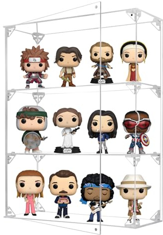 Vitrine d'exposition en acrylique, vitrine transparente à 3 niveaux pour figurines Funko Pop, armoire anti-poussière montable au mur ou sur bureau pour objets de collection, figurines, modèles Lego