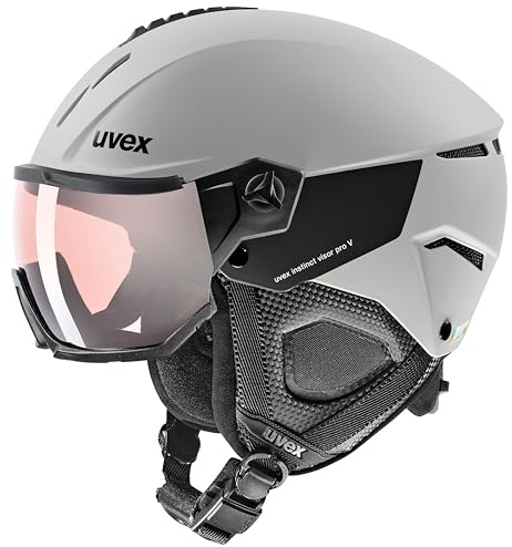 uvex Instinct Visor pro V Skihelm für Erwachsene, Männer Frauen Unisex, Variomatic Visier, Selbsttönend, Grey matt 59-61