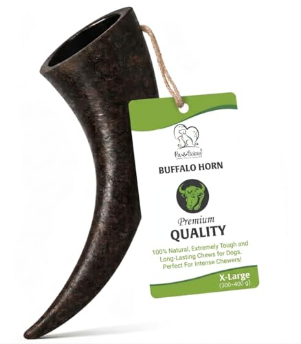 Pawlicious (1 x Extra Large 300g - 400g) Buffalo Horns for Dogs, 100% Natural Grain Free Dog Chew Treat for Adult Dogs, High Protein Long Lasting Horn Chewing Pet Treats
