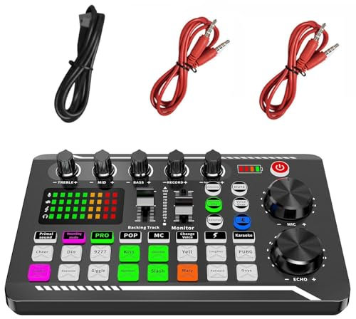 Kit de Tarjeta de Sonido con Micrófono Podcast - Mezclador de Audio Profesional Versión en Inglés | Streaming, juegos, podcasting, grabación, canto, equipo de audio para PC/computadora para sonido de