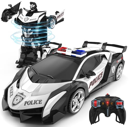 BLUEJAY Transform Rc Cars for Boys 4-7 8-12, 2.4Ghz Remote Control Car 1:18 Scale Transforming Robot, One-Button Deformation 360° Rotation Car Toy Gifts for Boys 3-5