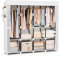 Kleiderschrank, Stoffschrank,170cm breit, Stoffschrank mit großer Kapazität, mit Abdeckung, 4 Lagerregalen und 4 Kleiderstangen, stabiler freistehender textil kleiderschrank für das Schlafzimmer Weiß