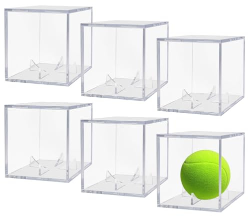 6 Pack Baseball Display Cube , 3.15 in Cricket Ball Clear Acrylic Case