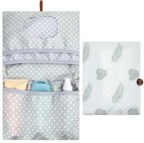 Zocipro Bolsa de Pañales Portátil, 2 en 1 Cambiador y Toallitas Bebe, Práctica Bolsa para Pañales de Mamá Toallitas y Crema, Organizador para Bebés