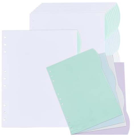 SUPERFINDINGS 40 fogli 10 set di divisori B5 a 9 anelli B5 divisori per raccoglitori con 4 linguette divisori colorati in plastica traslucida con linguette raccoglitore, pagine indice per