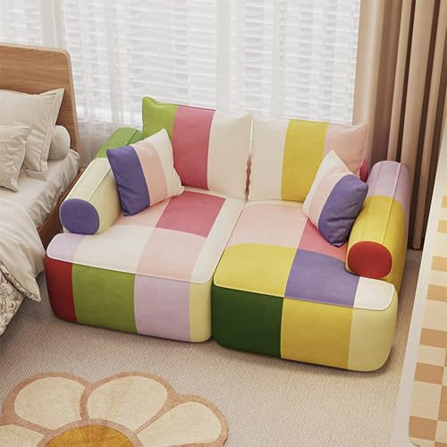Sofá chaise lounge doble de gran tamaño for interiores, sofá seccional tapizado de franela moderno con forma de nube, sofá cama, cómoda silla de piso for sala de estar, apartamento(120*75*50cm)