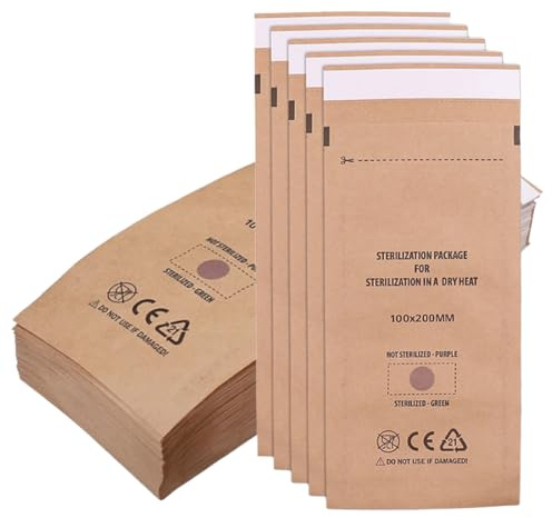 YIPFEN 40 Pezzi Buste Sterilizzazione, Sacchetti Monouso per Sterilizzatore, Accessori per Sterilizzazione Strumenti Estetica e Unghie (100 x 200 mm)