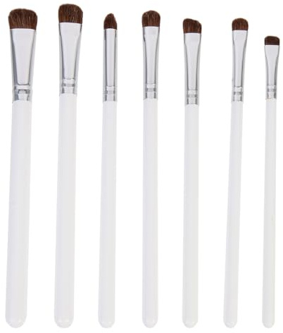 Abaodam Set de 7 Pinceles para Sombras de Ojos, Kit de Brochas de Maquillaje Mango de Madera, Pelo Sintético Color Plateado Claro, Portátil y Ligero, Herramienta Precisa para Aplicación