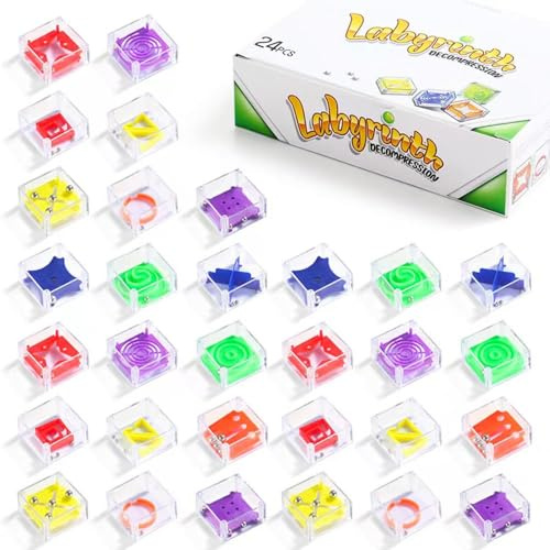 set 24 pezzi Mini puzzle bambini,Gioco di Pazienza 3D,scatole rompicapo con livelli diversi,giochi cubo labirinto 3D con pallina,cubi per Bambini e Adulti, gioco di pazienza,gadget educativi per feste