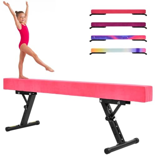 Barra de gimnasia para niños | 5 Alturas Ajustables | Barra de Equilibrio de 180 cm para Niñas, Entrenamiento en Casa en Altura Baja y Alta | Equipo de Gimnasio para Uso