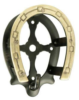 Pfiff 005198 Trensenhalter Hufeisen, Massiv Zweifarbig, Mit Haken, Eisen