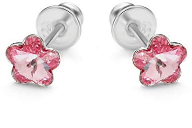 butterfly Mädchen Ohrstecker Silber 925 Blume Rosa Nachhaltige Verpackung Taufe Geschenk