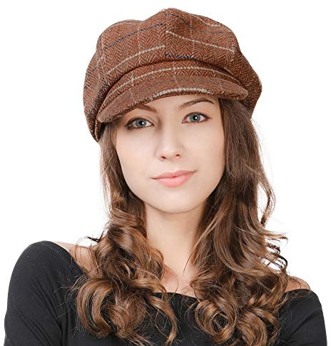 Comhats Wool Tweed Winter Hats for Women Soft Baker Boy Cap Newsboy Cabbie Beret Visor Cloche Casual Hat Orange