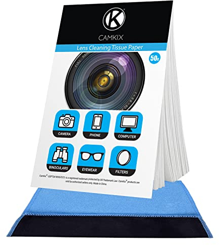 Pañuelos de Limpieza para Lentes Camkix 11 Paquetes / 550 Hojas + Paño de Limpieza de Doble Cara – Papel Limpiador para Lentes de Cámara – Paño de Limpieza de Doble Cara